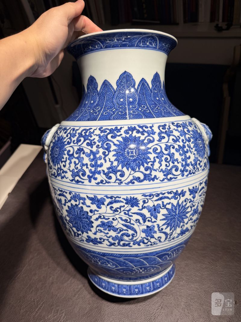 民国 青花缠枝莲纹象首铺首尊 - 图3